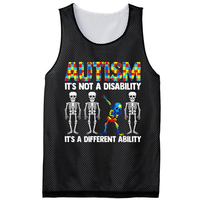 Dabbing Skeleton Not A Disability ASD Awareness Mesh Reversible Basketball Jersey Tank