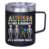 Dabbing Skeleton Not A Disability ASD Awareness 12oz Stainless Steel Coffee Mug