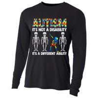 Dabbing Skeleton Not A Disability ASD Awareness Cooling Performance Long Sleeve Crew