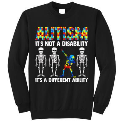 Dabbing Skeleton Not A Disability ASD Awareness Tall Sweatshirt