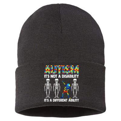 Dabbing Skeleton Not A Disability ASD Awareness Sustainable Knit Beanie