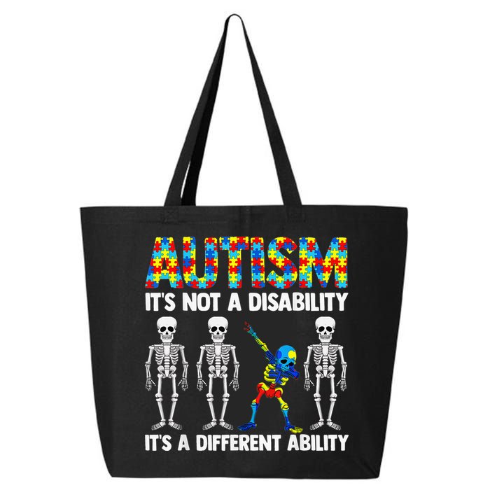 Dabbing Skeleton Not A Disability ASD Awareness 25L Jumbo Tote