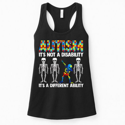 Dabbing Skeleton Not A Disability ASD Awareness Womens Tank Top