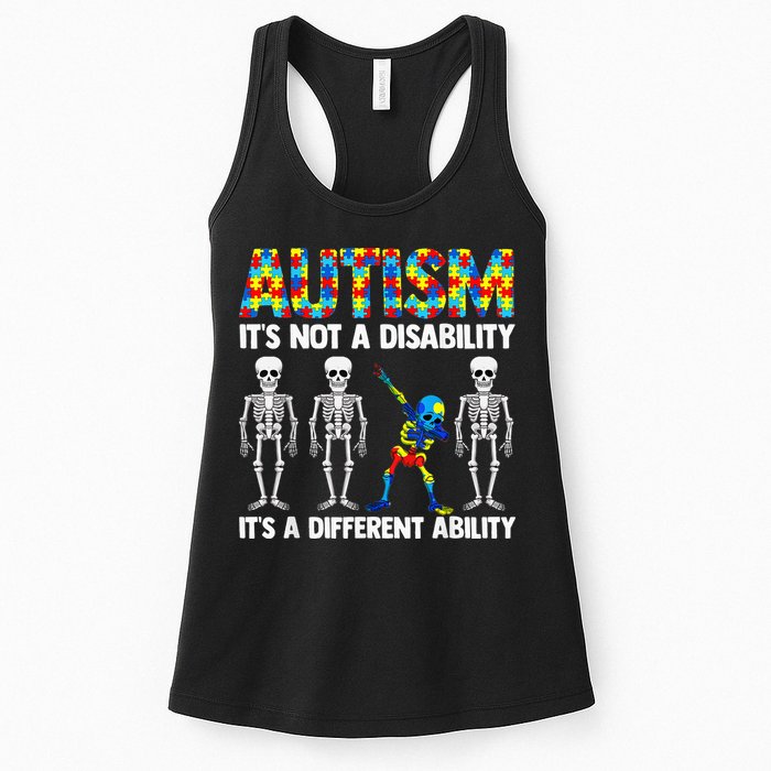 Dabbing Skeleton Not A Disability ASD Awareness Womens Tank Top