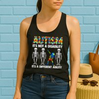 Dabbing Skeleton Not A Disability ASD Awareness Womens Tank Top