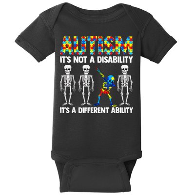 Dabbing Skeleton Not A Disability ASD Awareness Baby Bodysuit