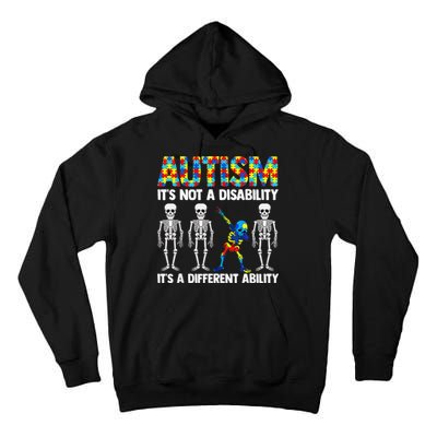 Dabbing Skeleton Not A Disability ASD Awareness Tall Hoodie