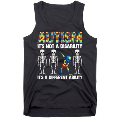 Dabbing Skeleton Not A Disability ASD Awareness Tank Top