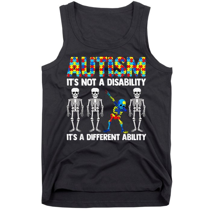 Dabbing Skeleton Not A Disability ASD Awareness Tank Top