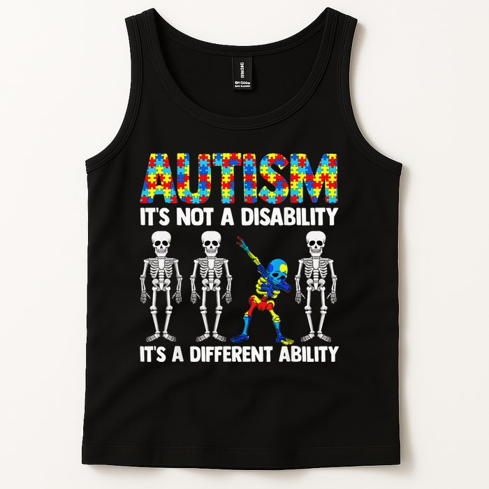 Dabbing Skeleton Not A Disability ASD Awareness Tank Top