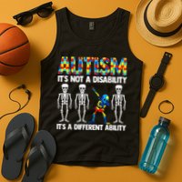 Dabbing Skeleton Not A Disability ASD Awareness Tank Top