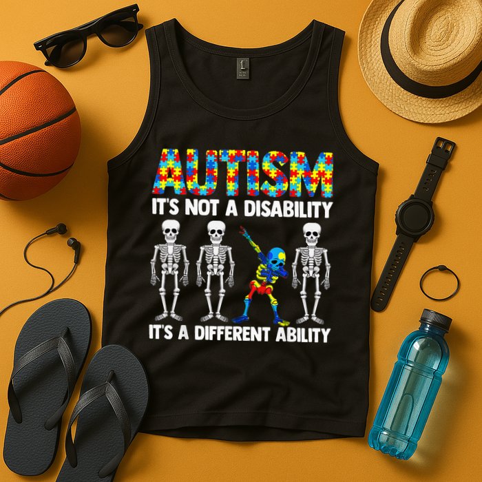 Dabbing Skeleton Not A Disability ASD Awareness Tank Top