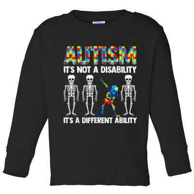 Dabbing Skeleton Not A Disability ASD Awareness Toddler Long Sleeve Shirt