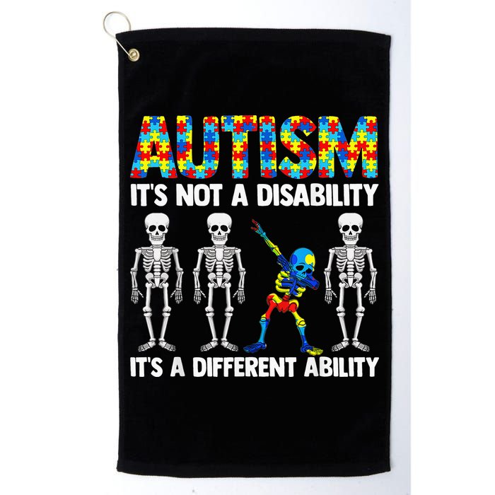 Dabbing Skeleton Not A Disability ASD Awareness Golf Towel