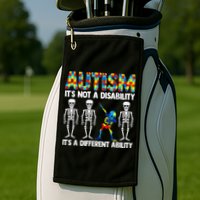 Dabbing Skeleton Not A Disability ASD Awareness Golf Towel