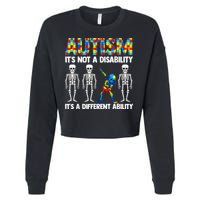 Dabbing Skeleton Not A Disability ASD Awareness Cropped Pullover Crew