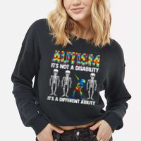 Dabbing Skeleton Not A Disability ASD Awareness Cropped Pullover Crew