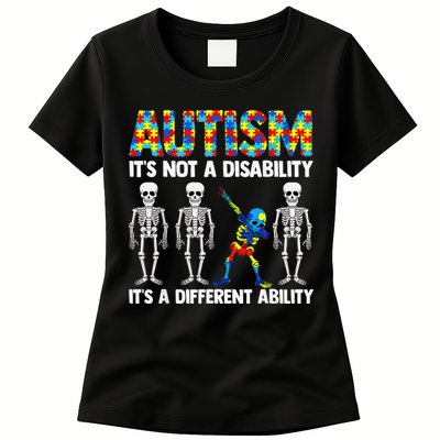 Dabbing Skeleton Not A Disability ASD Awareness Womens T-Shirt