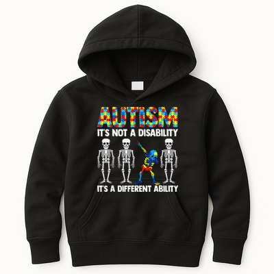 Dabbing Skeleton Not A Disability ASD Awareness Kids Hoodie