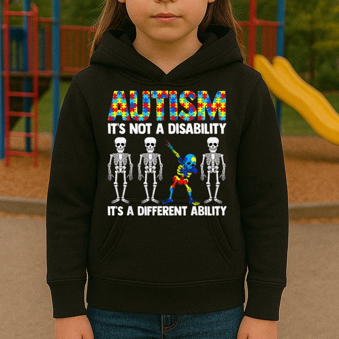 Dabbing Skeleton Not A Disability ASD Awareness Kids Hoodie