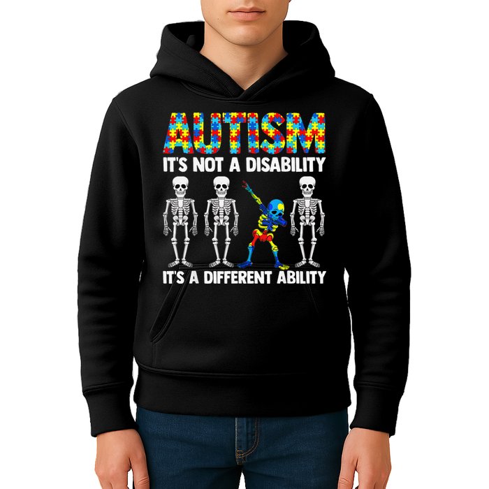 Dabbing Skeleton Not A Disability ASD Awareness Kids Hoodie