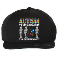 Dabbing Skeleton Not A Disability ASD Awareness Wool Snapback Cap