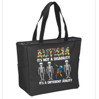 Dabbing Skeleton Not A Disability ASD Awareness Zip Tote Bag