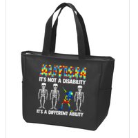 Dabbing Skeleton Not A Disability ASD Awareness Zip Tote Bag