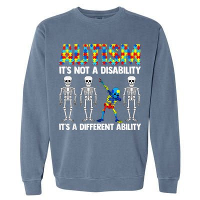 Dabbing Skeleton Not A Disability ASD Awareness Garment-Dyed Sweatshirt