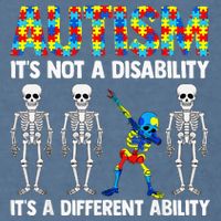 Dabbing Skeleton Not A Disability ASD Awareness Garment-Dyed Sweatshirt