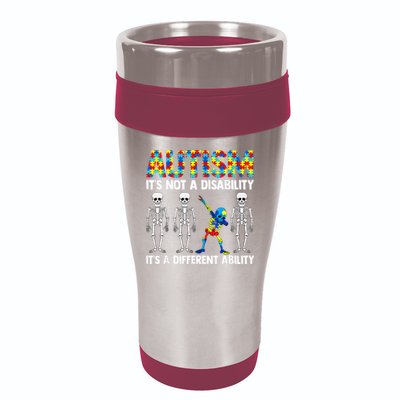 Dabbing Skeleton Not A Disability ASD Awareness 16oz Travel Tumbler
