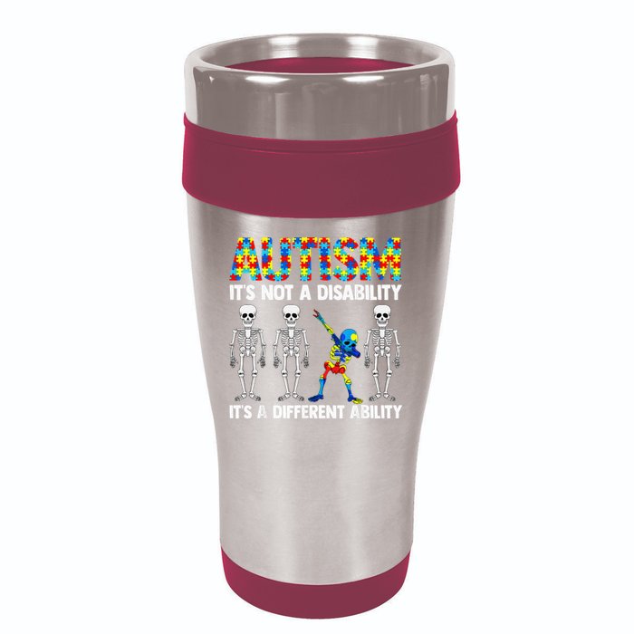Dabbing Skeleton Not A Disability ASD Awareness 16oz Travel Tumbler