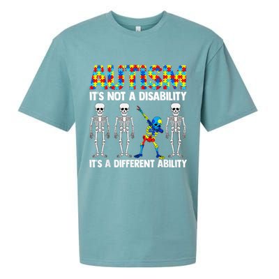 Dabbing Skeleton Not A Disability ASD Awareness Sueded Cloud Jersey T-Shirt