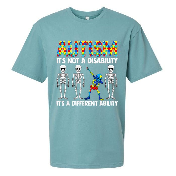 Dabbing Skeleton Not A Disability ASD Awareness Sueded Cloud Jersey T-Shirt