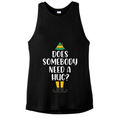 Does Somebody Need A Hug Christmas Elf Buddy Ladies PosiCharge Tri-Blend Wicking Tank