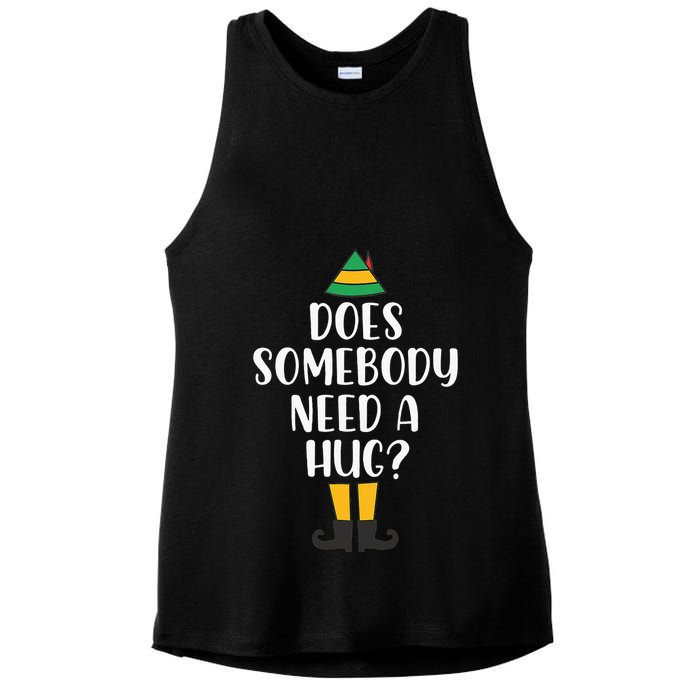 Does Somebody Need A Hug Christmas Elf Buddy Ladies PosiCharge Tri-Blend Wicking Tank