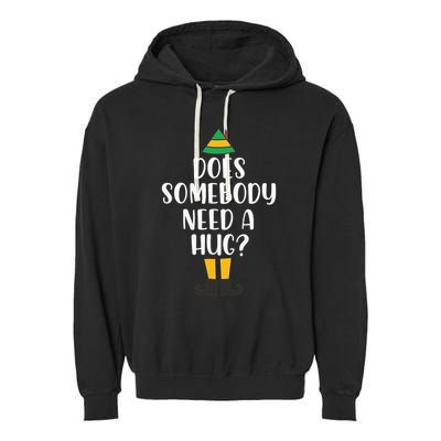 Does Somebody Need A Hug Christmas Elf Buddy Garment-Dyed Fleece Hoodie