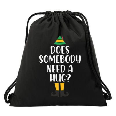 Does Somebody Need A Hug Christmas Elf Buddy Drawstring Bag