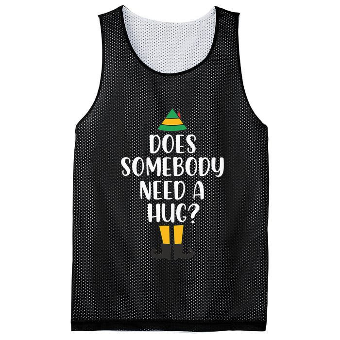 Does Somebody Need A Hug Christmas Elf Buddy Mesh Reversible Basketball Jersey Tank
