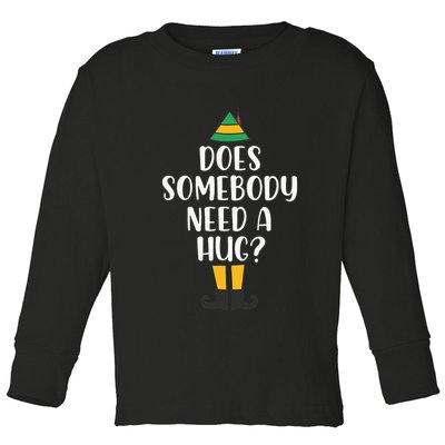 Does Somebody Need A Hug Christmas Elf Buddy Toddler Long Sleeve Shirt