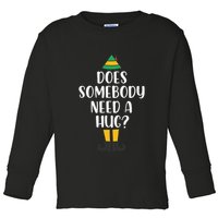Does Somebody Need A Hug Christmas Elf Buddy Toddler Long Sleeve Shirt