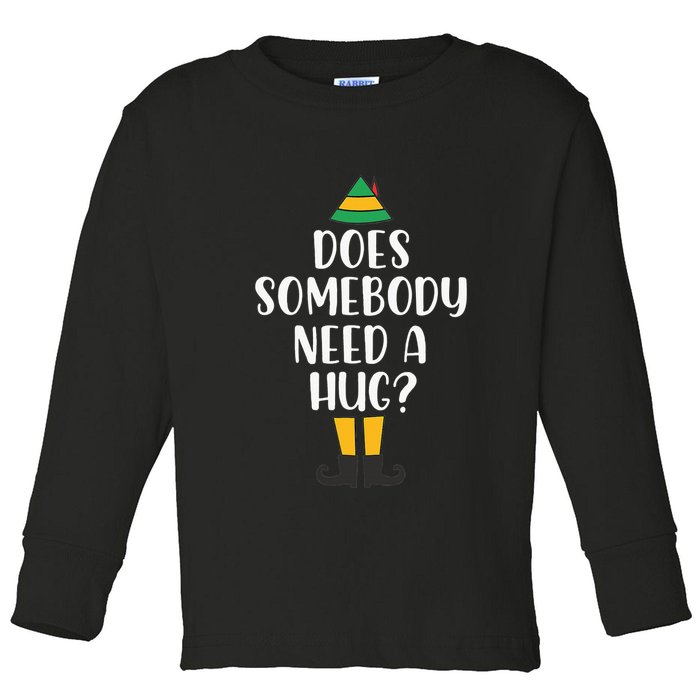 Does Somebody Need A Hug Christmas Elf Buddy Toddler Long Sleeve Shirt
