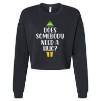 Does Somebody Need A Hug Christmas Elf Buddy Cropped Pullover Crew