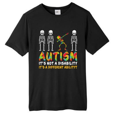 Dabbing Skeleton Not A Disability Autism Awareness Gift Tall Fusion ChromaSoft Performance T-Shirt