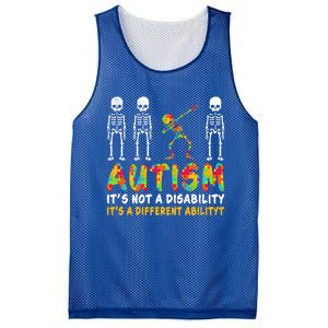 Dabbing Skeleton Not A Disability Autism Awareness Gift Mesh Reversible Basketball Jersey Tank