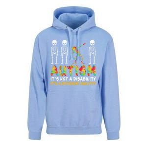 Dabbing Skeleton Not A Disability Autism Awareness Gift Unisex Surf Hoodie