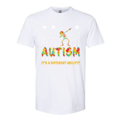 Dabbing Skeleton Not A Disability Autism Awareness Gift Softstyle CVC T-Shirt