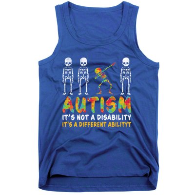 Dabbing Skeleton Not A Disability Autism Awareness Gift Tank Top