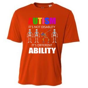 Dabbing Skeleton Not A Disability Autism Awareness Great Gift Cooling Performance Crew T-Shirt