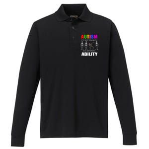 Dabbing Skeleton Not A Disability Autism Awareness Great Gift Performance Long Sleeve Polo